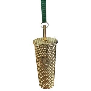 Starbucks Gold Color Studded Tumbler Cold Cup Holiday Ornament‎